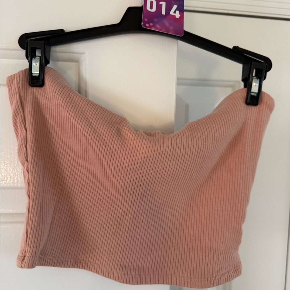 #14 Garage tube top ❤️
 Pink Ribbed Crop Top